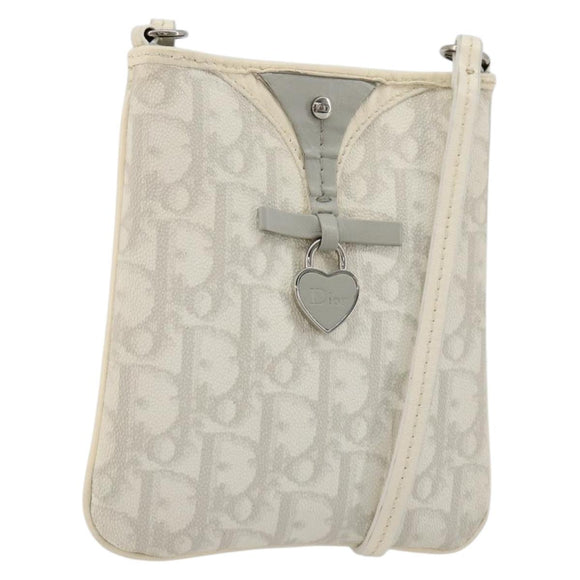 Christian Dior Trotter Canvas Romantic Bag PVC White Silver Auth 180282A