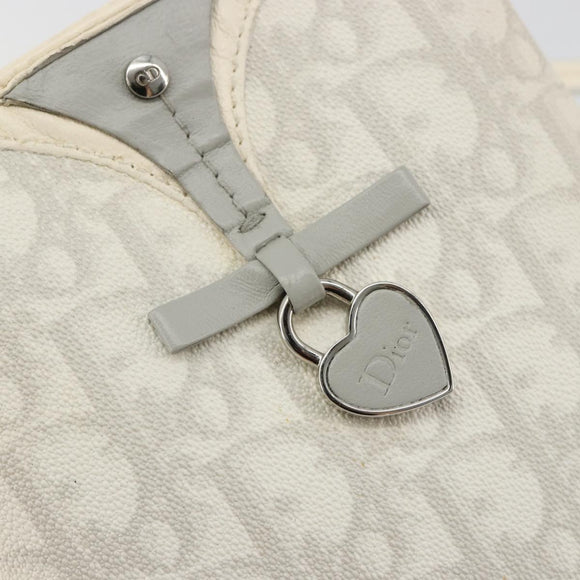 Christian Dior Trotter Canvas Romantic Bag PVC White Silver Auth 180282A