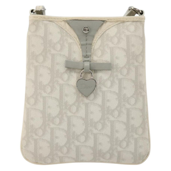 Christian Dior Trotter Canvas Romantic Bag PVC White Silver Auth 180282A