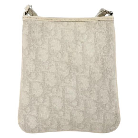 Christian Dior Trotter Canvas Romantic Bag PVC White Silver Auth 180282A