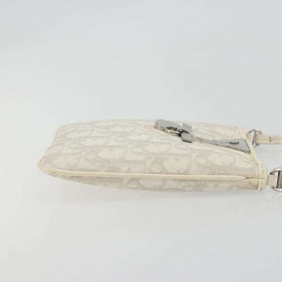 Christian Dior Trotter Canvas Romantic Bag PVC White Silver Auth 180282A