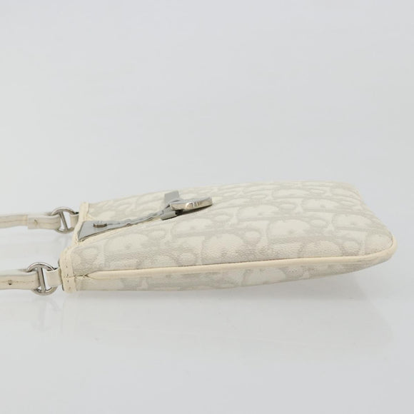 Christian Dior Trotter Canvas Romantic Bag PVC White Silver Auth 180282A