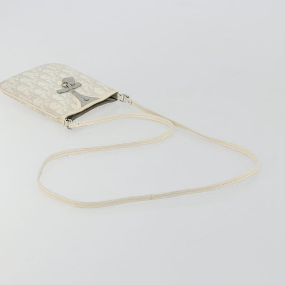 Christian Dior Trotter Canvas Romantic Bag PVC White Silver Auth 180282A