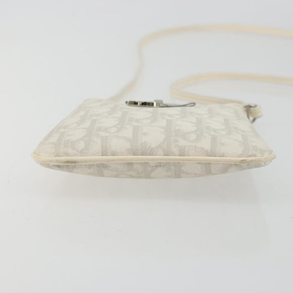 Christian Dior Trotter Canvas Romantic Bag PVC White Silver Auth 180282A