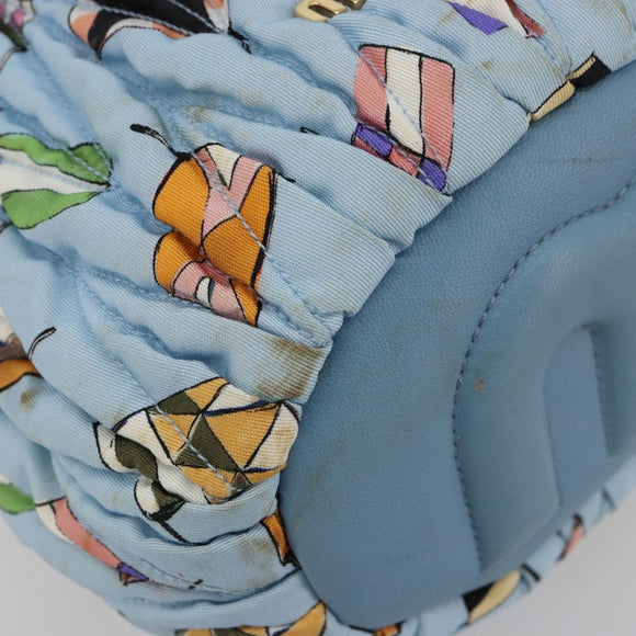 Miu Miu Matelassé Umhängetasche Nylon Hellblau Gold Auth 180284A