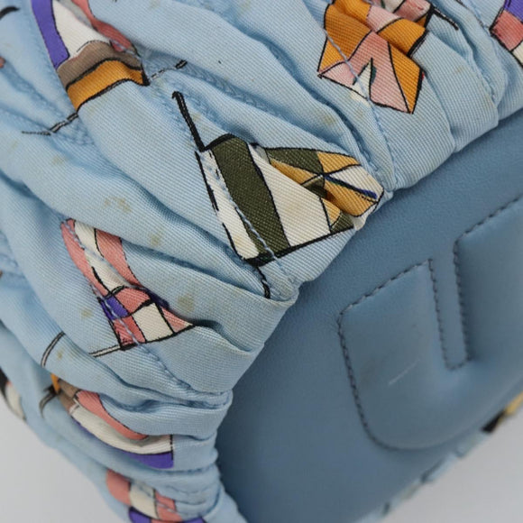 Miu Miu Matelassé Umhängetasche Nylon Hellblau Gold Auth 180284A