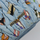 Miu Miu Matelassé Umhängetasche Nylon Hellblau Gold Auth 180284A-18
