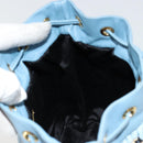Miu Miu Matelassé Umhängetasche Nylon Hellblau Gold Auth 180284A-21
