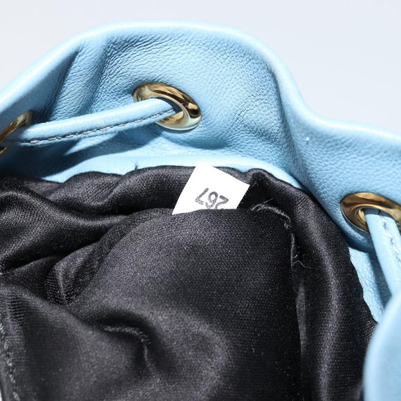 Miu Miu Matelassé Umhängetasche Nylon Hellblau Gold Auth 180284A