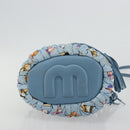 Miu Miu Matelassé Umhängetasche Nylon Hellblau Gold Auth 180284A-5