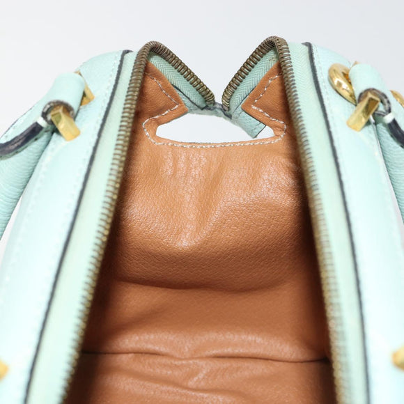 CELINE Handtas Leer 2way Lichtblauw Goud Auth 180287A