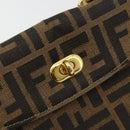 FENDI Zucca Canvas Handtas Zwart Bruin Auth 180302A-17