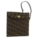 FENDI Zucca Canvas Handtas Zwart Bruin Auth 180302A-1