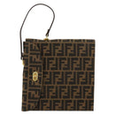 FENDI Zucca Canvas Handtas Zwart Bruin Auth 180302A-2