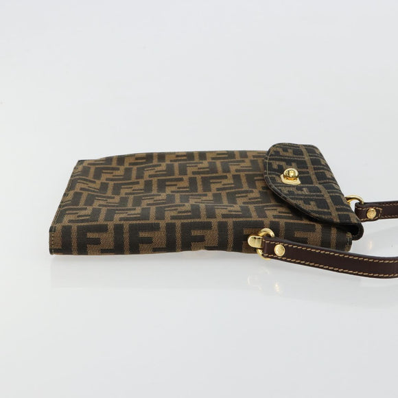 FENDI Zucca Canvas Handtas Zwart Bruin Auth 180302A