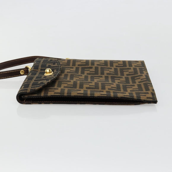 FENDI Zucca Canvas Handtas Zwart Bruin Auth 180302A