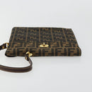 FENDI Zucca Canvas Handtas Zwart Bruin Auth 180302A-6