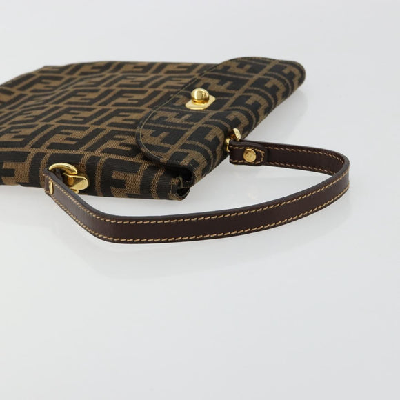 FENDI Zucca Canvas Handtas Zwart Bruin Auth 180302A