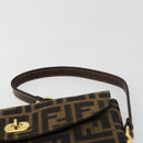 FENDI Zucca Canvas Handtas Zwart Bruin Auth 180302A-8
