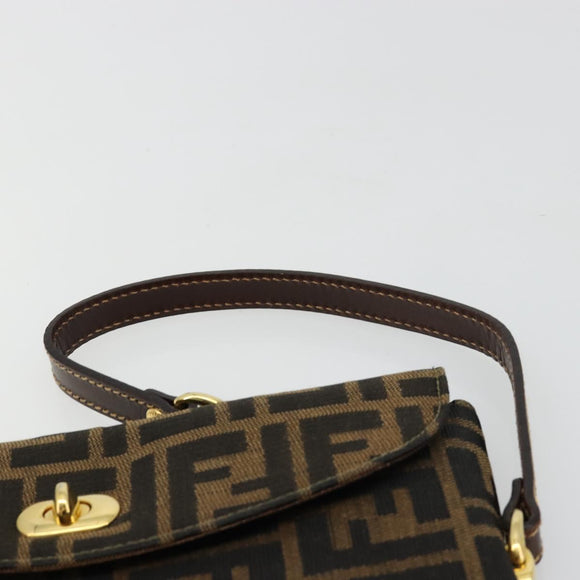 FENDI Zucca Canvas Handtas Zwart Bruin Auth 180302A