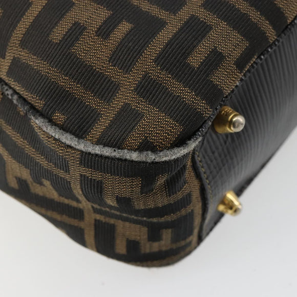 FENDI Zucca Canvas Hand Bag 2way Black Brown Auth 180303