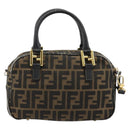 FENDI Zucca Canvas Hand Bag 2way Black Brown Auth 180303-3