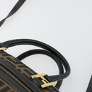 FENDI Zucca Canvas Hand Bag 2way Black Brown Auth 180303-8