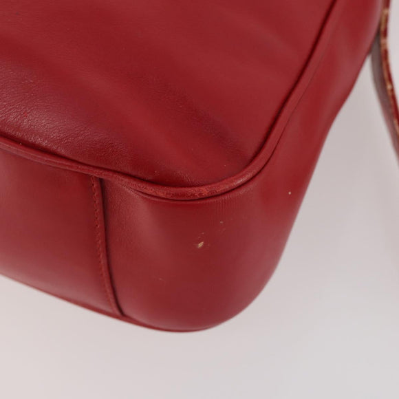 GUCCI Bamboo Shoulder Bag Leather 2way Red Gold 001 1638 Auth 180304