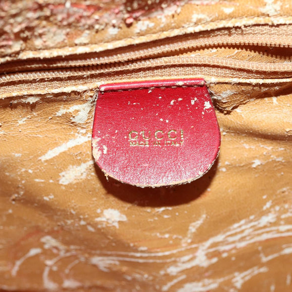 GUCCI Bamboo Shoulder Bag Leather 2way Red Gold 001 1638 Auth 180304