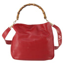 GUCCI Bamboo Shoulder Bag Leather 2way Red Gold 001 1638 Auth 180304-2