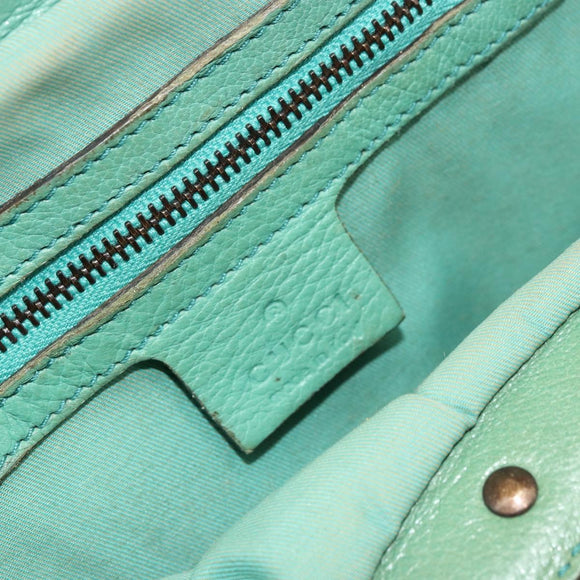 GUCCI Bamboo Shoulder Bag Leather Green Gold 124293 Auth 180305A
