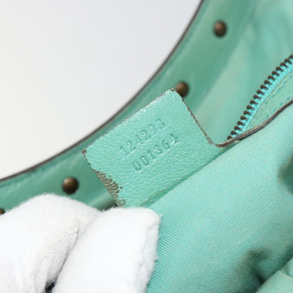 GUCCI Bamboo Shoulder Bag Leather Green Gold 124293 Auth 180305A