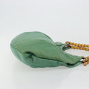 GUCCI Bamboo Shoulder Bag Leather Green Gold 124293 Auth 180305A-3