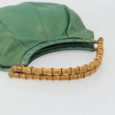 GUCCI Bamboo Shoulder Bag Leather Green Gold 124293 Auth 180305A-7