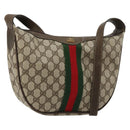 GUCCI GG Supreme Web Sherry Line Bag PVC Beige Gold 10 01 3840 Auth 180307-1