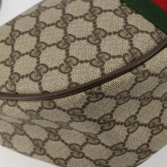 GUCCI GG Supreme Web Sherry Line Bag PVC Beige Gold 10 01 3840 Auth 180307