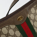 GUCCI GG Supreme Web Sherry Line Bag PVC Beige Gold 10 01 3840 Auth 180307-18