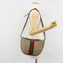GUCCI GG Supreme Web Sherry Line Bag PVC Beige Gold 10 01 3840 Auth 180307-23