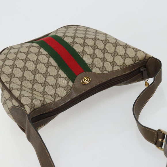 GUCCI GG Supreme Web Sherry Line Bag PVC Beige Gold 10 01 3840 Auth 180307