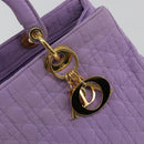 Christian Dior Canage Lady Dior Hand Bag Nylon Lavende Gold Auth 180308A-14