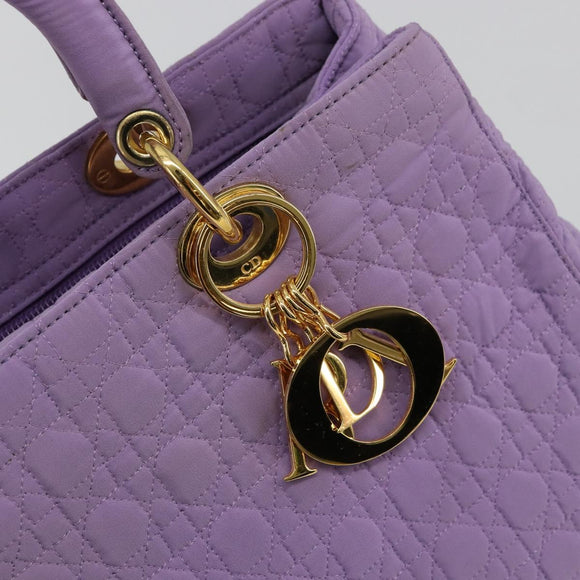 Christian Dior Canage Lady Dior Hand Bag Nylon Lavende Gold Auth 180308A