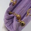 Christian Dior Canage Lady Dior Hand Bag Nylon Lavende Gold Auth 180308A-15