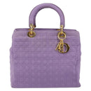 Christian Dior Canage Lady Dior Hand Bag Nylon Lavende Gold Auth 180308A-2