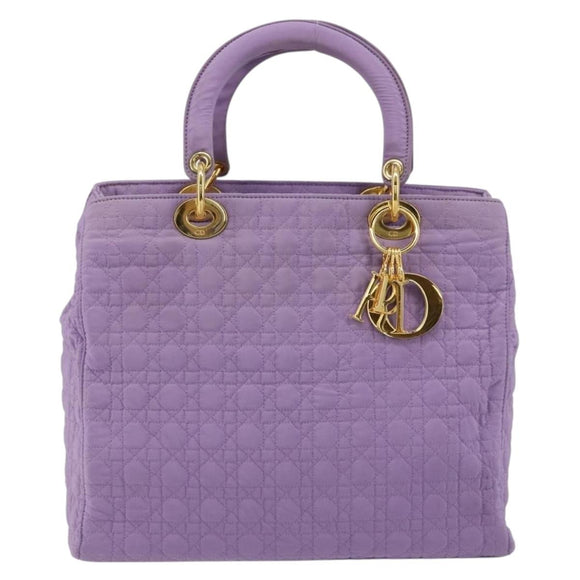 Christian Dior Canage Lady Dior Hand Bag Nylon Lavende Gold Auth 180308A