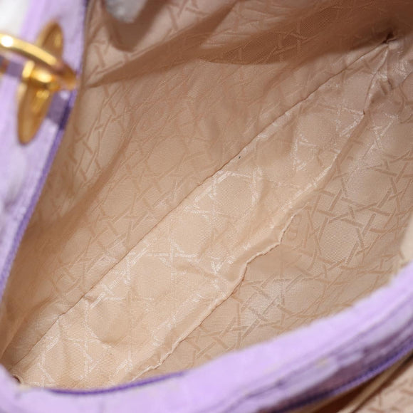 Christian Dior Canage Lady Dior Hand Bag Nylon Lavende Gold Auth 180308A