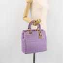 Christian Dior Canage Lady Dior Hand Bag Nylon Lavende Gold Auth 180308A-23