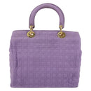 Christian Dior Canage Lady Dior Hand Bag Nylon Lavende Gold Auth 180308A-3