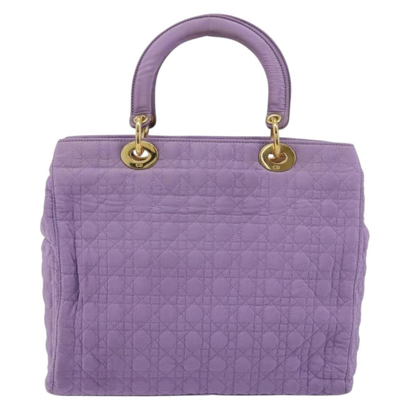 Christian Dior Canage Lady Dior Hand Bag Nylon Lavende Gold Auth 180308A