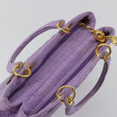 Christian Dior Canage Lady Dior Hand Bag Nylon Lavende Gold Auth 180308A-6
