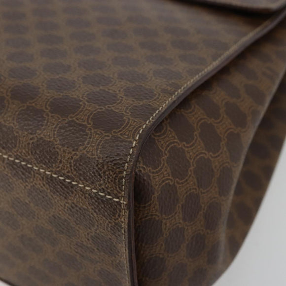 CELINE Macadam Canvas Medallion Hand Bag PVC Leather Brown Gold Auth 180312A